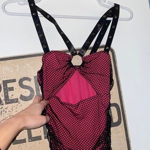 Pink mesh detail studded dress. Size: XS